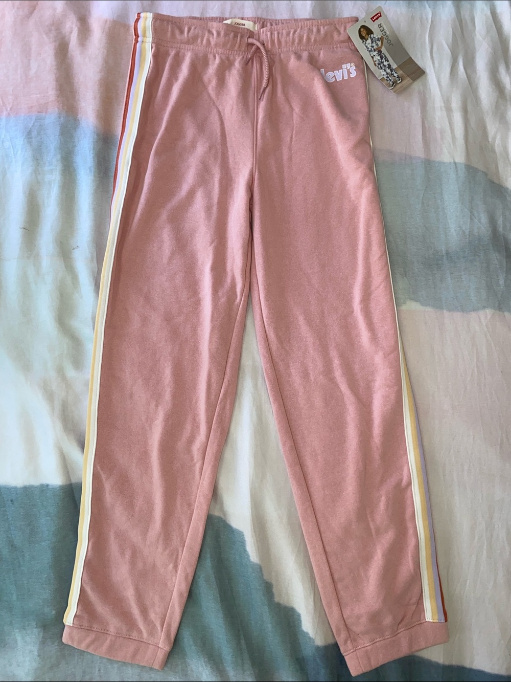 Levi's Pink Joggers with Multi-Stripe Side Detail Girls Size Large 11/12